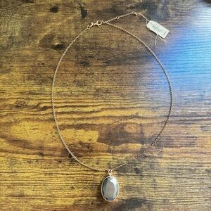 NWT Fossil Rose Gold Tone Gray Faceted Pendant 23” Necklace